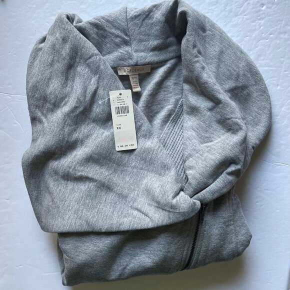 Anthropologie Moto Full Zip Sweatshirt Jacket Womens XS Extra Small Gray Stretch - Picture 3 of 7